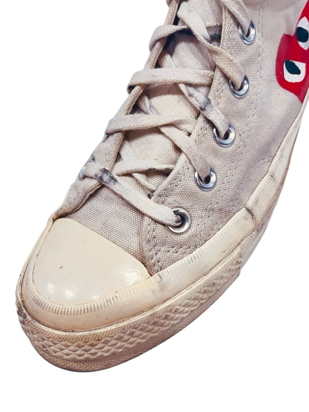 Comme des Garçons PLAY Beige High-Top Converse Chuck Taylor 8 - Picture 6 of 7